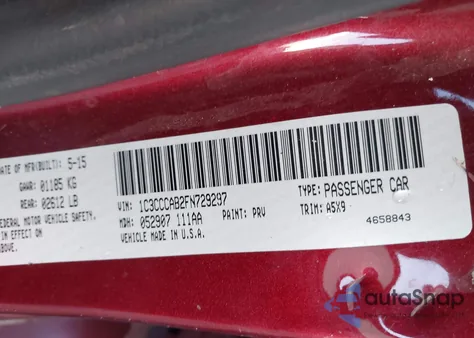 2015 Chrysler 200 Limited from USA, damaged, VIN 01C3CCCAB2FN72927